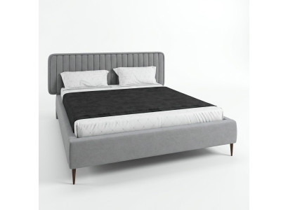 Lit Gris Lit double Chambre Bois Mobilier Design Élégant Tissu d'ameublement neuf