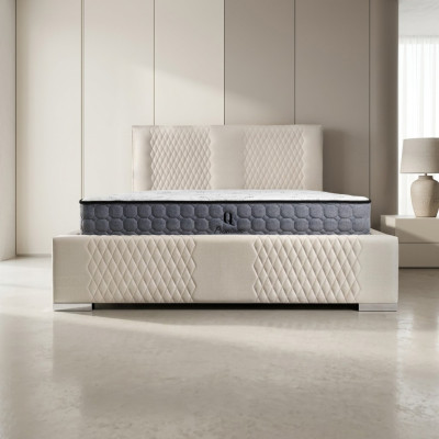Lit beige Lit double Lit Moderne Lit de luxe Tissu d'ameublement Chambre à coucher Moderne Nouveau
