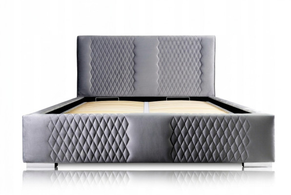 Lit gris Lit double Moderne Élégant Literie Tissu rembourré Chambre à coucher Moderne Nouveau