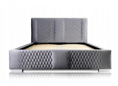 Lit gris Lit double Moderne Élégant Literie Tissu rembourré Chambre à coucher Moderne Nouveau