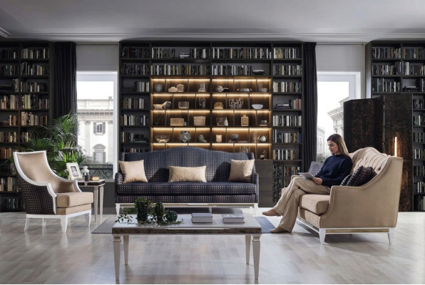 Ensemble de canapés modernes pour salon Rembourrage Trois places Fauteuil design en 3 pièces