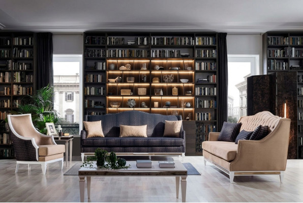 Ensemble de canapés modernes pour salon Rembourrage Trois places Fauteuil design en 3 pièces