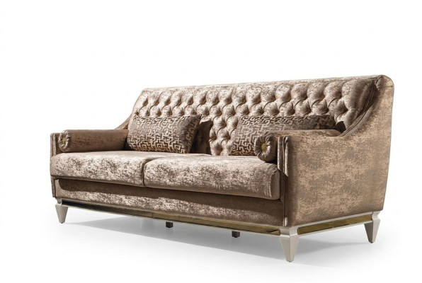 Beige canapé textile 3 places Chesterfield canapé 3 places en tissu rembourré 3 places