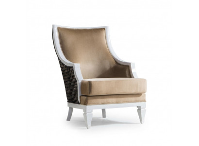 Fauteuil beige clair à un seul siège en bois cadre en bois accoudoir
