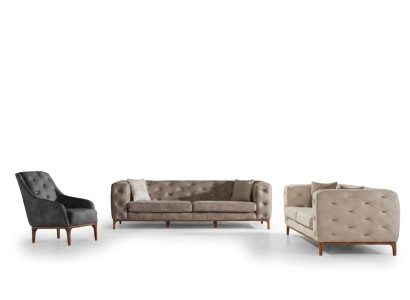Canapé en tissu Chesterfield design Canapés ensemble de canapés modernes 3+3+1 Set