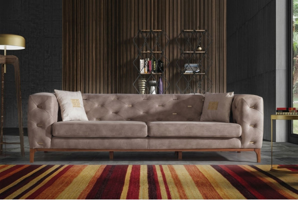 Canapé Canapé 3 Places Rembourrage Salon Canapés Meubles Design Taupe Luxe