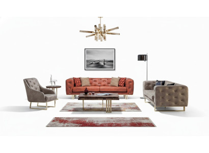 Canapé Chesterfield Coloré Ensemble de canapés 3+3+1 Mobilier en textile