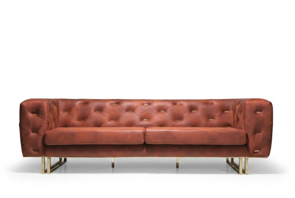 Tissu Chesterfield en tissu Canapé de design noble en bois classique marron 3 places