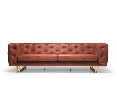 Tissu Chesterfield en tissu Canapé de design noble en bois classique marron 3 places