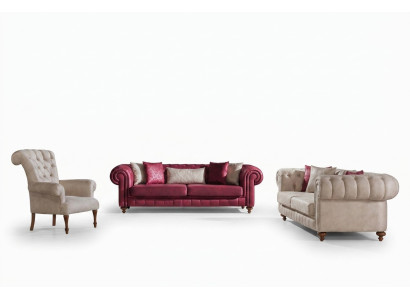 Canapé Chesterfield Ensemble de canapés Groupe de sièges Rembourrage Salon Ensemble 3+3+1