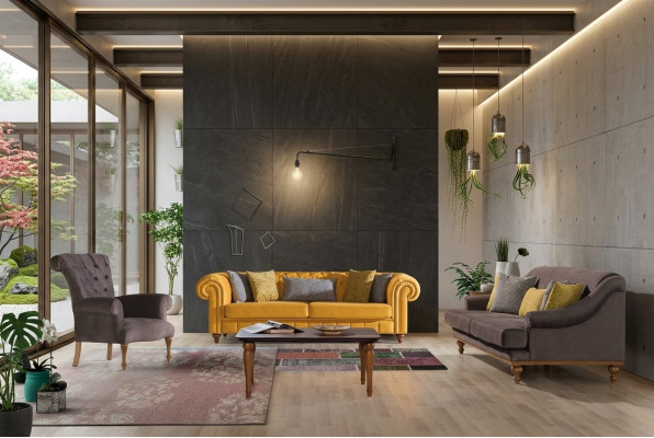 Ensemble de canapés élégants designer trois places ensemble de canapé fauteuil de luxe 3 pièces