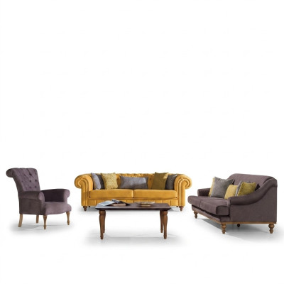 Ensemble de canapés élégants designer trois places ensemble de canapé fauteuil de luxe 3 pièces