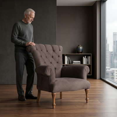 Canapé Chesterfield Canapé Canapé en Tissu de Relaxation Luxueux Fauteuil Rembourré Marron Design