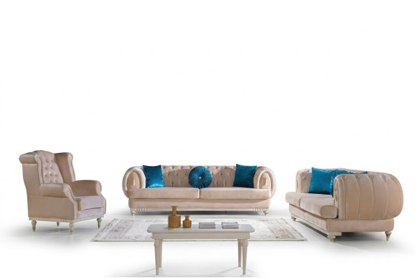 Ensemble de canapé beige 3+2+1 places Tissu de luxe Canapés élégants Mobilier stylistique