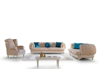 Ensemble de canapé beige 3+2+1 places Tissu de luxe Canapés élégants Mobilier stylistique