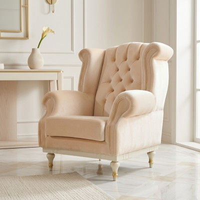 Fauteuil rétro blanc Chesterfield 1 place chaise de bar fauteuil de salon 1 place