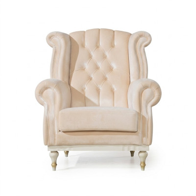 Fauteuil rétro blanc Chesterfield 1 place chaise de bar fauteuil de salon 1 place