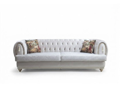 Canapé moderne trois places Chesterfield blanc élégant pour salon