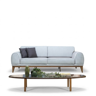 Canapé 3 places en cuir gris de designer de luxe pour salon