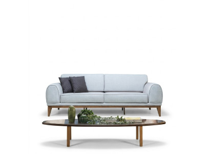 Canapé 3 places en cuir gris de designer de luxe pour salon