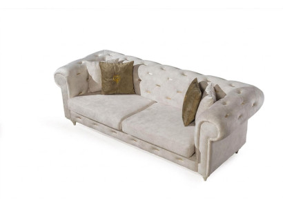 Canapé Chesterfield design blanc 2 places de luxe pour le salon