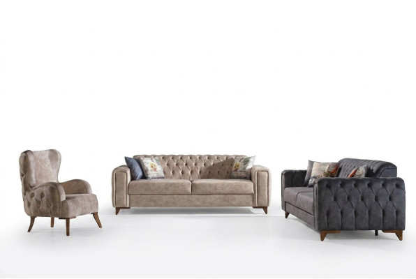 Canapé Chesterfield Ensemble de canapés Ensemble de meubles Rembourrage 3+3+1 Canapés Groupe de sièges