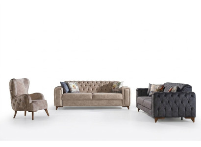 Canapé Chesterfield Ensemble de canapés Ensemble de meubles Rembourrage 3+3+1 Canapés Groupe de sièges