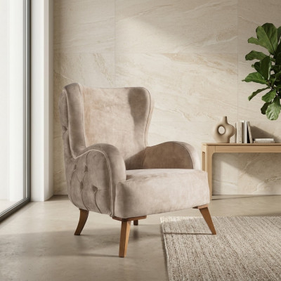 Textile Fauteuil Canapé Canapé Siège Luxe Coloré Détente Beige Chesterfield neuf
