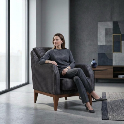 Gris Rembourrage Fauteuil à accoudoirs Unique Chaise Design Rembourrée