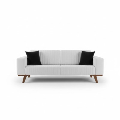 Canapé moderne trois places en tissu velours blanc