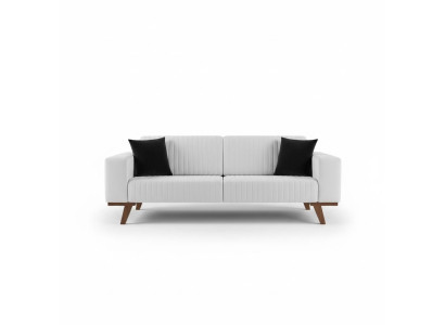 Canapé moderne trois places en tissu velours blanc