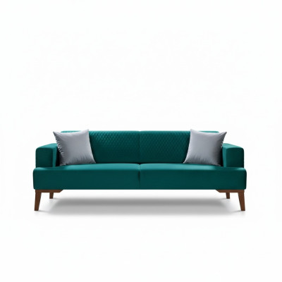 Canapé trois places élégant en velours Turquoise pour le salon