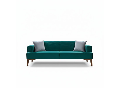Canapé trois places élégant en velours Turquoise pour le salon