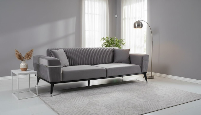 Salon de luxe Canapé Gris Canapés Canapé Mobilier Gris Canapés Textile Ameublement