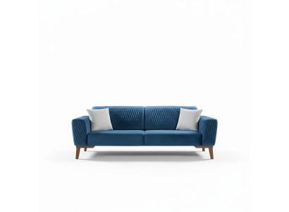 Canapé Bleu Trois Places Canapé Élégant Mobilier de Salon Velours