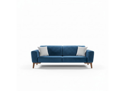 Canapé Bleu Trois Places Canapé Élégant Mobilier de Salon Velours