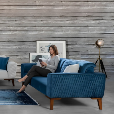 Canapé trois places bleu Canapés Sofa Élégant Meuble de salon Sofa Salon Nouveau Velours