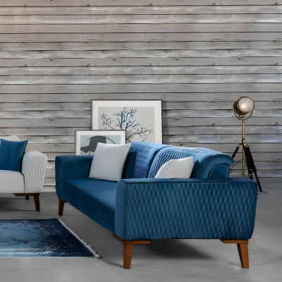 Canapé trois places bleu Canapés Sofa Élégant Meuble de salon Sofa Salon Nouveau Velours