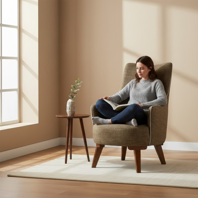 Fauteuil moderne de luxe 1 place Design Salon Tissu en bois Meubles