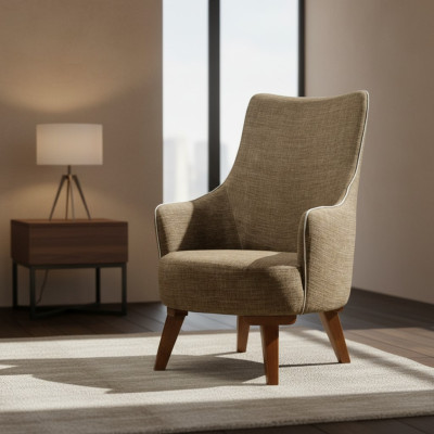 Fauteuil moderne de luxe 1 place Design Salon Tissu en bois Meubles