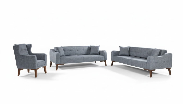 Ensemble de canapé 3+3+1 Siège complet et suite Fauteuil Textile 3 pièces