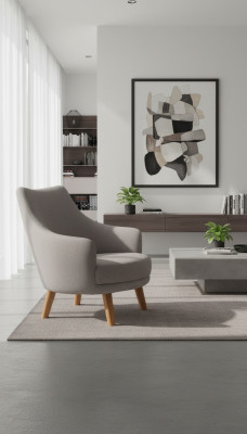 Fauteuil Design 1 Place Moderne Confortable en Bois Gris Meuble