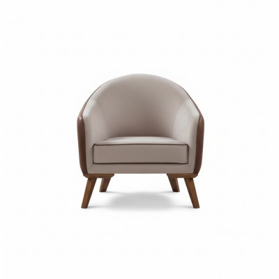 Fauteuil une place en textile pour salon, design lounge, couleur gris.