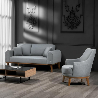 Fauteuil 1 place Fauteuil de salon Monoplace Bois Tissu Textile