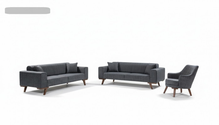Ensemble de canapé 3+3+1 Sièges Canapés Design Canapés Rembourrage Gris Meubles 3 pièces