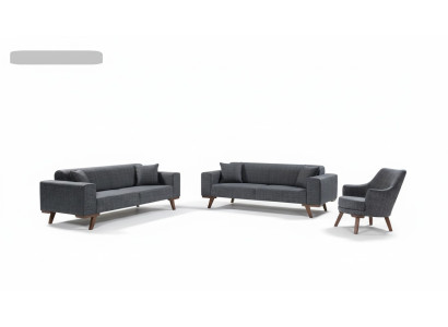 Ensemble de canapé 3+3+1 Sièges Canapés Design Canapés Rembourrage Gris Meubles 3 pièces