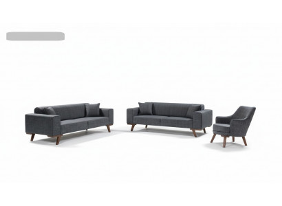 Ensemble de canapé 3+3+1 Sièges Canapés Design Canapés Rembourrage Gris Meubles 3 pièces