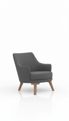 Fauteuil de salon design une place moderne en tissu gris.