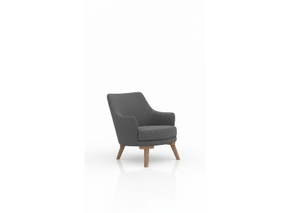 Fauteuil de salon design une place moderne en tissu gris.