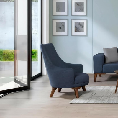 Textile rembourrage de luxe Fauteuil relaxant d'une place Meuble rembourré bleu